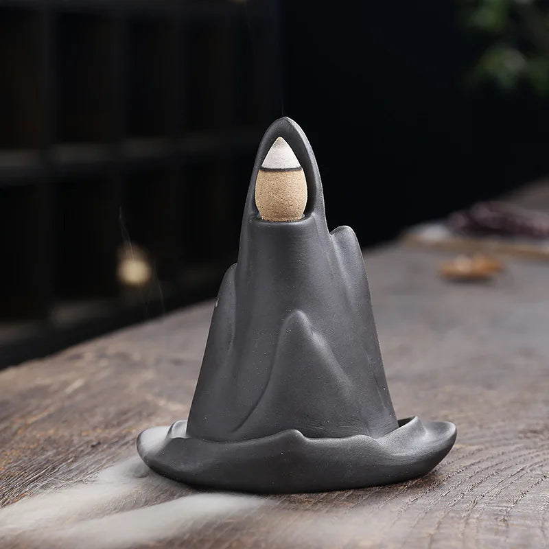 Zen Meditation Backflow Incense Burner Purple Clay Incense Holder for Home Decor Aromatherapy Relaxation Gifts (Without Incense）-Health Wisdom™