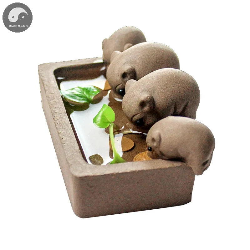 ZiSha Tea Pet Purple Clay Tea Pet Little Pigs Drink Water Chinese Crude Pottery Kung Fu Tea Set Home Decoration Tea Accessories-Health Wisdom™