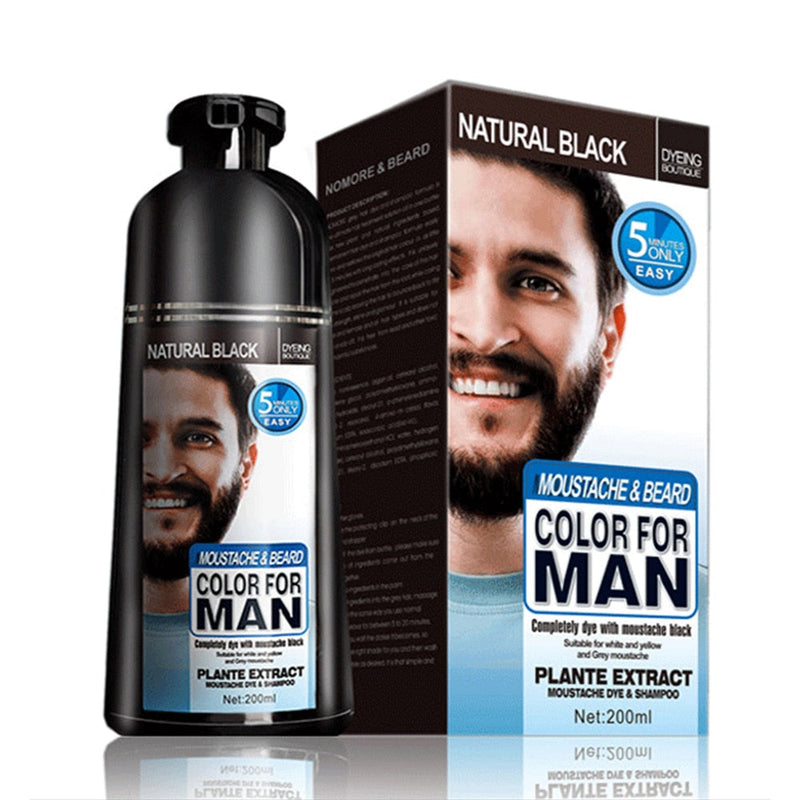 natural long lasting 200ml permanent beard dye shampoo for men beard dying removal white grey beard hair men beard dye shampoo-Health Wisdom™