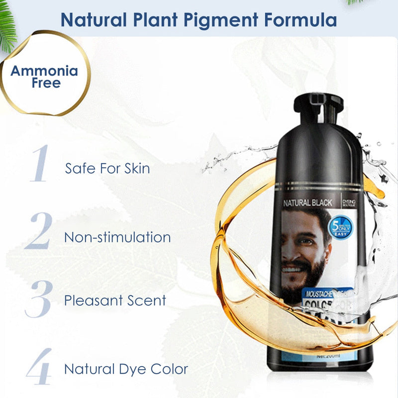 natural long lasting 200ml permanent beard dye shampoo for men beard dying removal white grey beard hair men beard dye shampoo-Health Wisdom™